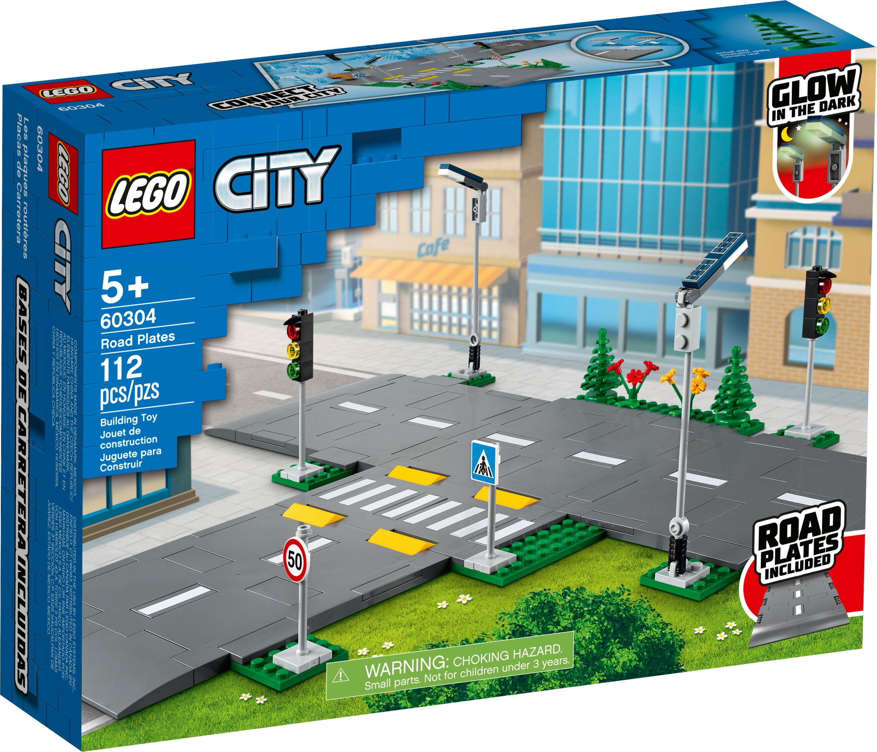 LEGO Road Plates Building Set, 60304 with Traffic Lights, Trees & Glow in the Dark Bricks, Gifts for 5 Plus Year Old Kids, Boys & Girls - Walmart.com