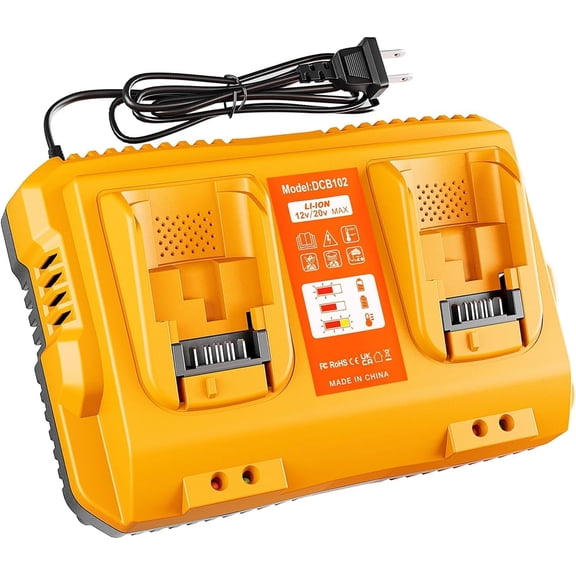 Abeden DCB102 Dual-Ports Battery Charger Compatible DeWalt 12V 20V Max Lithium Battery