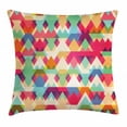 thumbnail image 1 of Indie Throw Pillow Cushion Cover, Abstract Vibrant Colorful Triangles Overlap Geometric Design with Artistic Display, Decorative Square Accent Pillow Case, 16 X 16 Inches, Multicolor, by Ambesonne, 1 of 2