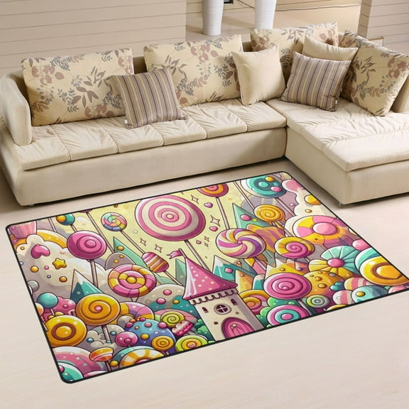 Sweet Candy Castle Area Floor Mats Non-Slip Rugs Soft Doormat 31 x 20 inch Carpet for Living Dining Room Bedroom Decorative