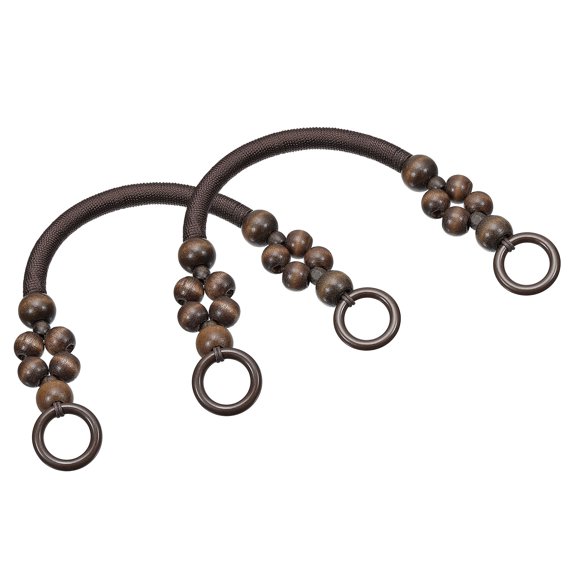Uxcell 18.1" Wooden Beaded Bag Handles Purse Strap Handle for Purse Making, 2Pack Coffee