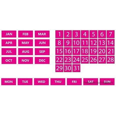 

Whiteboard Calendar Magnet Bundle (Dates Days Of The Week Months) By (Pink 0.75 X0.75 )