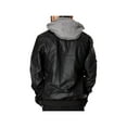 thumbnail image 3 of Men's Faux Leather Hooded Motorcycle Bomber Jacket with Removable Hood, Black, L, 3 of 6