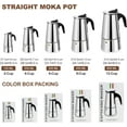 thumbnail image 3 of 9 Cup Stovetop Espresso Maker Stainless Steel Moka Pot Stove Top Percolator Italian Coffee Makers Capable Mocha Greca Machine Cafe Classic Induction Cookers for Home and Camping 450ml 15oz, 3 of 8
