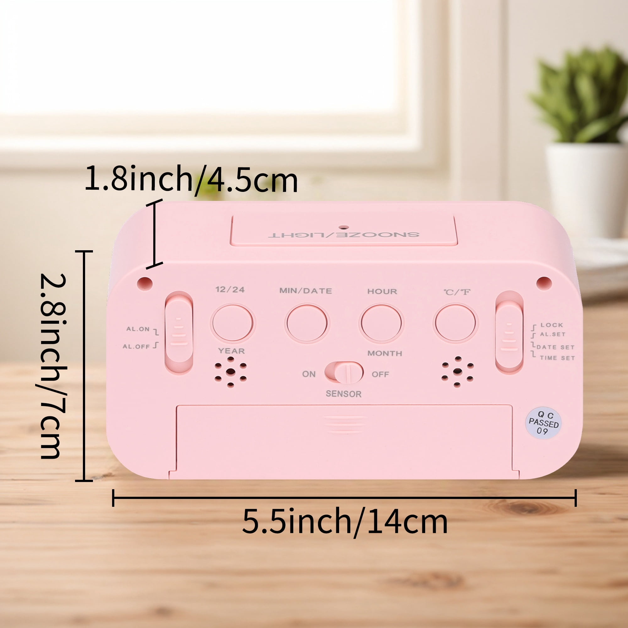 Unique Bargains 2 Pcs Small Digital Alarm Clock 5.5 x 2.8 x 1.8 in Pink/Blue