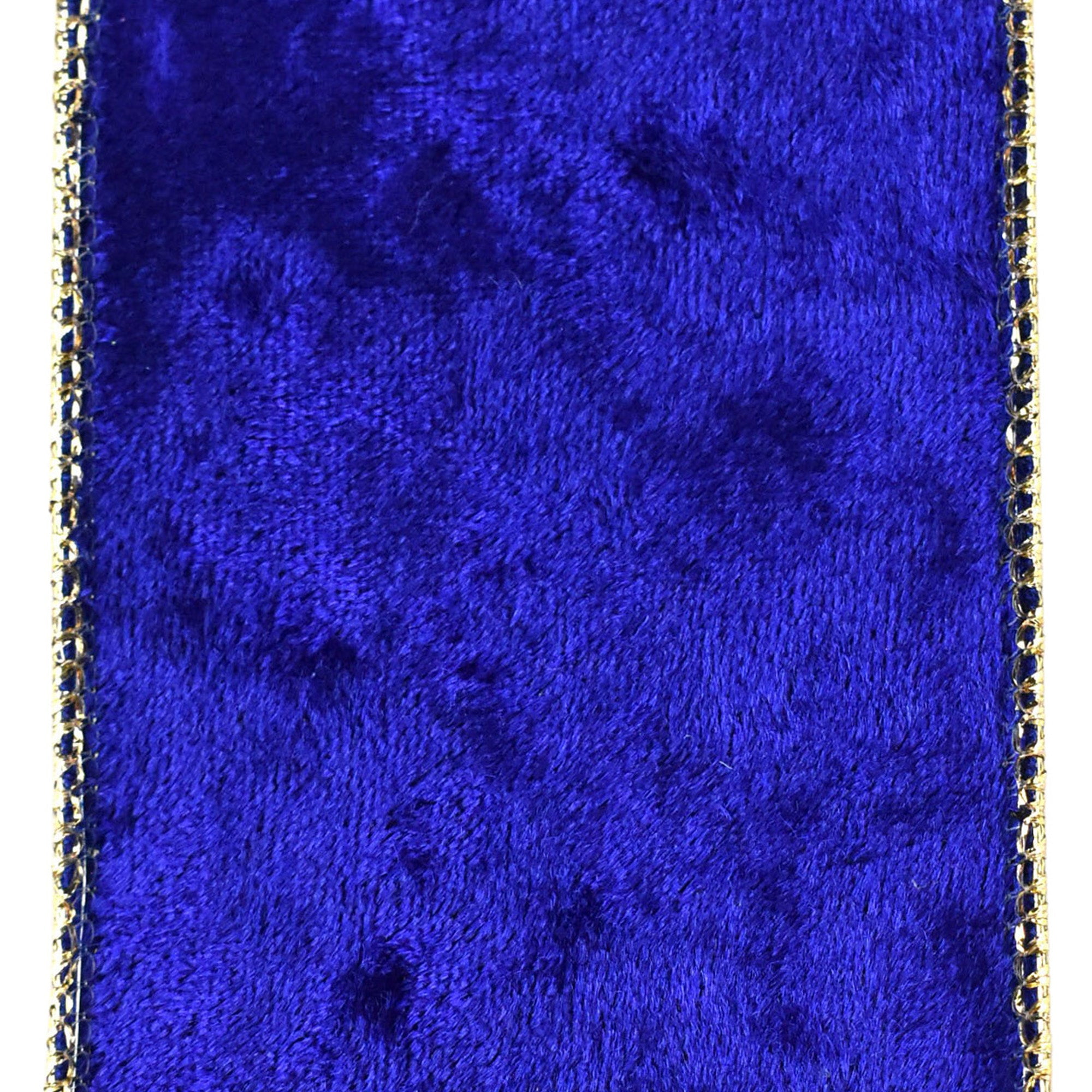 Christmas Velvet and Metallic Back Wired Ribbon, 2-1/2-Inch 10-Yard - Deep Blue/Gold