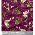 thumbnail image 1 of Soimoi Modal Satin Fabric Leaves & Flower Printed Fabric 1 Yard 42 Inch Wide, 1 of 1