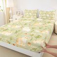thumbnail image 5 of Manfei Kawaii Cat King Sheets, Boho Spring Flower Plant Bedding, Light Green, 4-Piece, 1 Flat Sheet, 1 Fitted Sheet and 2 Pillowcases, 5 of 6
