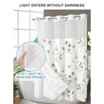 thumbnail image 4 of No Hook Shower Curtain with Snap in Liner Spring Summer Shower Curtain -Fabric Waterproof Inner Liner, Watercolor Flowers with Leaves Shower Curtains Washable 66"x72", 4 of 9
