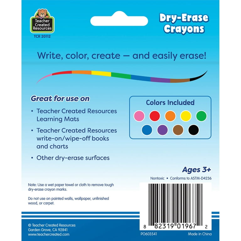 The Teachers' Lounge®  Dry Erase Washable Crayons, Vibrant Colors