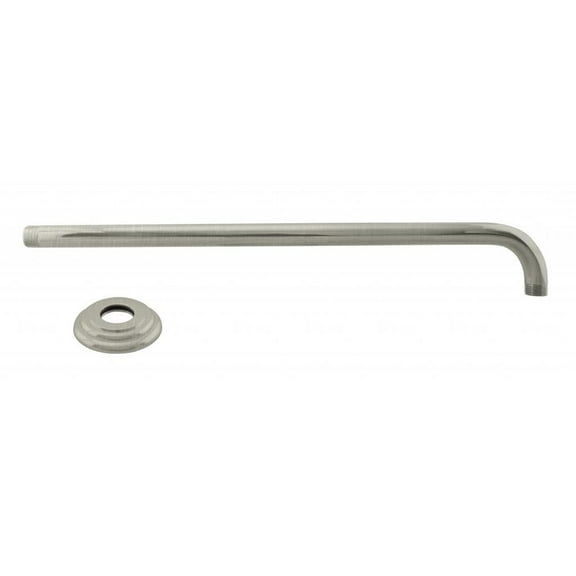 Westbrass 1/2" IPS x 19" IPS 90-Degree Rain Shower Arm with Flange, Satin Nickel