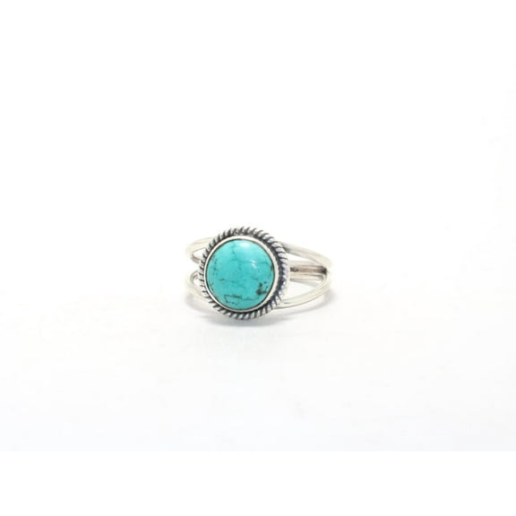 Heaven Crafts Natural Turquoise Ring 925 Sterling Silver December Month Silver Jewelry Bohemian Ring For Women