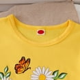 thumbnail image 3 of Toddler Girl Clothes 2 Piece Summer Vacation Outfits Ruffle Hem Short Sleeve T Shirts and Floral Capri Pant Yellow, 3 of 8