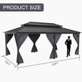 thumbnail image 2 of 12 * 20 FT Hard Top Gazebo, Outdoor Gazebo, Hard Top Gazebo, Galvanized Steel Double Roof Canopy with Mosquito Net and Curtain, Outdoor Metal Gazebo, for Garden, Patio, Terrace, Party, Deck, Gray, 2 of 6