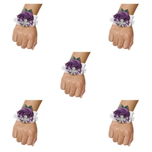 Bewildely Encantador ramillete de muñeca con rosa, accesorio hermoso y femenino, ramillete de muñeca con rosa de satén hecho a mano N7, color Type2 NO2