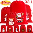 thumbnail image 2 of Bolsas rojas de terciopelo con cordón para Navidad, bolsas de almacenamiento para dulces, aperitivos, regalos, pulseras, embalaje de joyas, Año Nuevo 2024, 1-10 piezas, 2 of 4