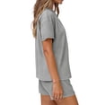 thumbnail image 3 of MOSHU 2 Piece Sets for Women Summer Lounge Short Sets Casual Oversized V Neck Shirts And Shorts Matching Fashion Outfits, 3 of 9