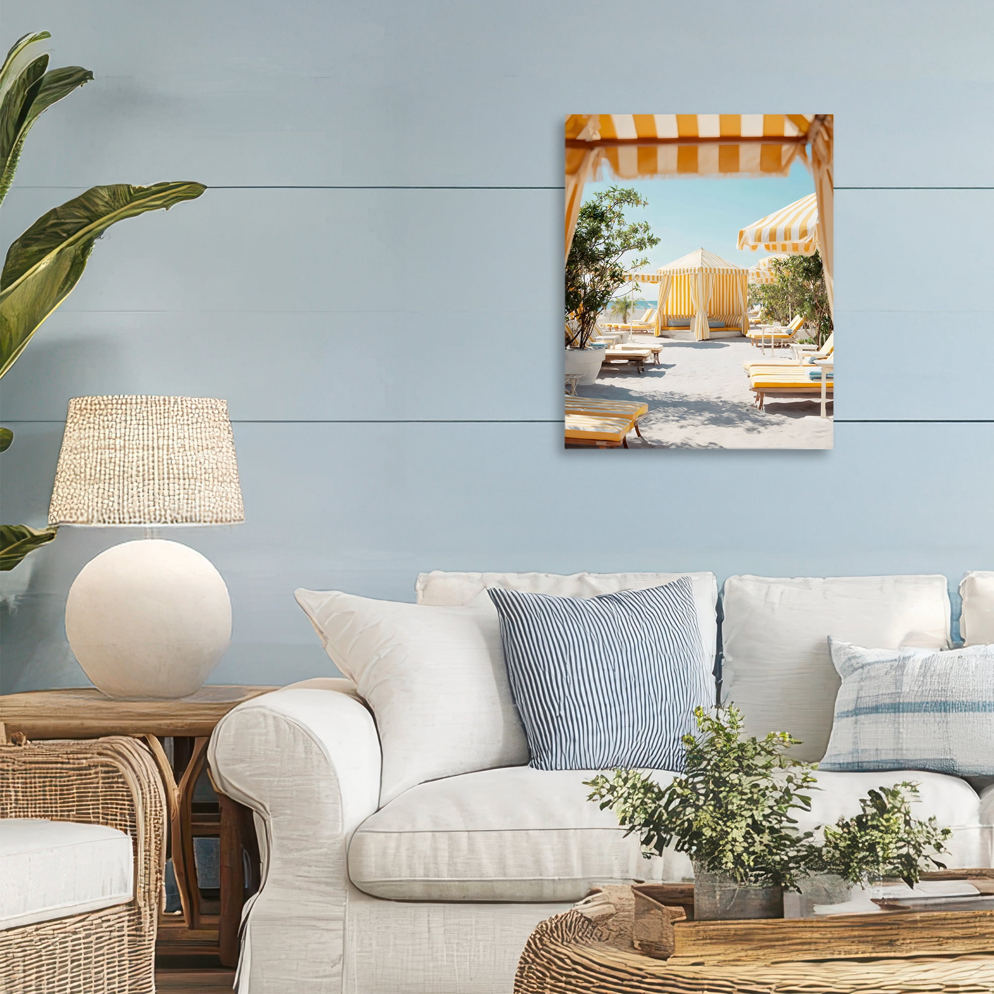Stupell Industries Yellow Striped Beach Cabanas Canvas Wall Art, design by Franklyn Gregory