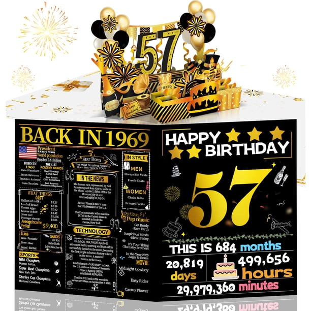 Tarjeta de cumpleaños Joycard 57th para mujeres y hombres con diseño desplegable en 3D