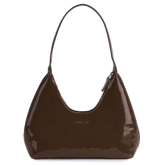 BadPiggies Women's Hobo Shoulder Bag Top Handle Handbag Zipper Purses Underarm Bag with Bottom Metal Studs - Coffee