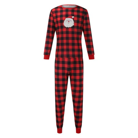 

Christmas Gifts Christmas Red Plaid Santa Claus Print Tops And Pants Clothes Set Xmas Family Matching Pajamas for Dad Ployster Red M