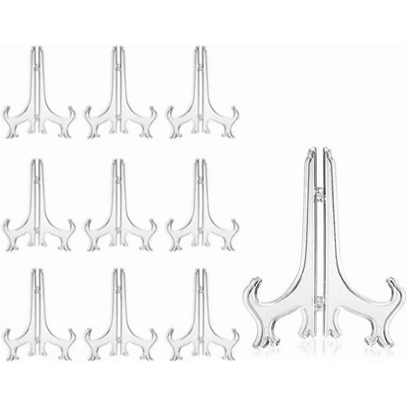 NaisfeiSet of 10 Clear 7-Inch Mini Easel Stands, Acrylic Easel Stand,Acrylic  Holders for Displaying Picture Frames, Collectibles, and More on Desks, at Weddings, Home Decor and Parties