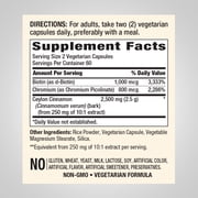 Super Cinnamon Biotin Chromium Complex Capsules 2500 mg | 120 Capsules | by Piping Rock