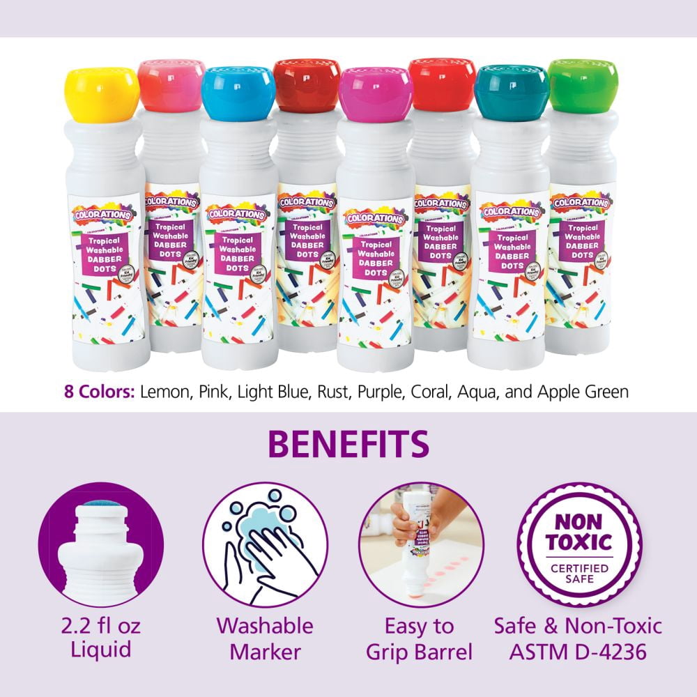 Colorations Washable Tropical Dabber Dots - Set of 8