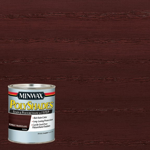 Minwax PolyShades 275 VOC Bombay Mahogany Gloss, 1-Qt Wood Finish