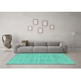thumbnail image 3 of Ahgly Company Indoor Round Solid Turquoise Blue Modern Area Rugs, 8' Round, 3 of 4