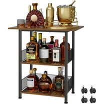 Bar Cart, 3-Tier Bar Cabinets Mini Bar Serving Cart Drink Cart Wine Table Whiskey Liquor Bottle Display Stand, Corner Cabinet for Kitchen, Dining Room, Living Room, Black
