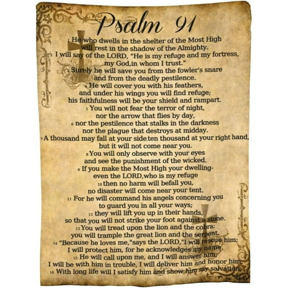 Psalm 91 Blanket Christian Gifts - Religious Throw Blanket Soft Lightweight Cozy Plush Warm Blankets for Women Men