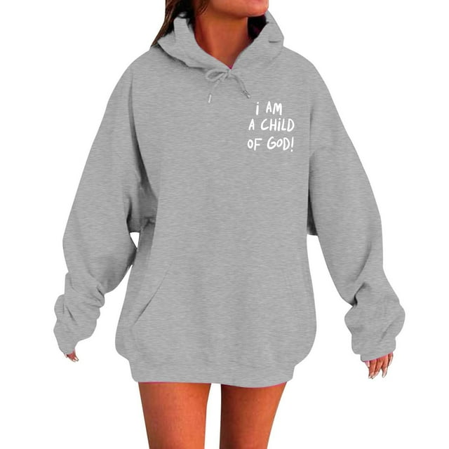 UJNDER Chandail à Capuchon Imprimé pour Femme avec Poche, Manches Longues, Coupe Décontractée, Design Moderne, Gris, TG