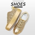 thumbnail image 2 of FOSDUO Women's Glitter Platform Sneakers Bling Thick Sole Rhinestone Sequin Lace-Up Non-Slip Breathable Casual Shoes for Wedding Party Daily Wear(Gold Glitter,US8), 2 of 7