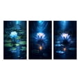 thumbnail image 2 of Designart "Blue Lotus Blossoming in Moonlit Pond" Lotus Wall Art Set Of 3 - Modern Blue Gallery Wall Set For Home Decor, 2 of 6
