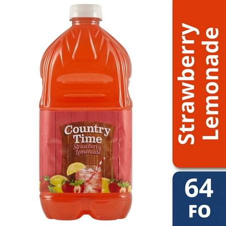 (2 Pack) Country Time Strawberry Lemonade Ready-to-Drink Soft Drink, 64 fl oz (Best Time To Drink Bitter Gourd Juice)