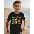 thumbnail image 1 of Boys' 1st Day of School T-Shirt - Cute Cartoon Characters with "BRUH, IT'S MY 1ST DAY OF SCHOOL" Print, Short Sleeve Cotton Tee, Casual & Sporty Style, Perfect for Outdoor Activities, S, 1 of 5