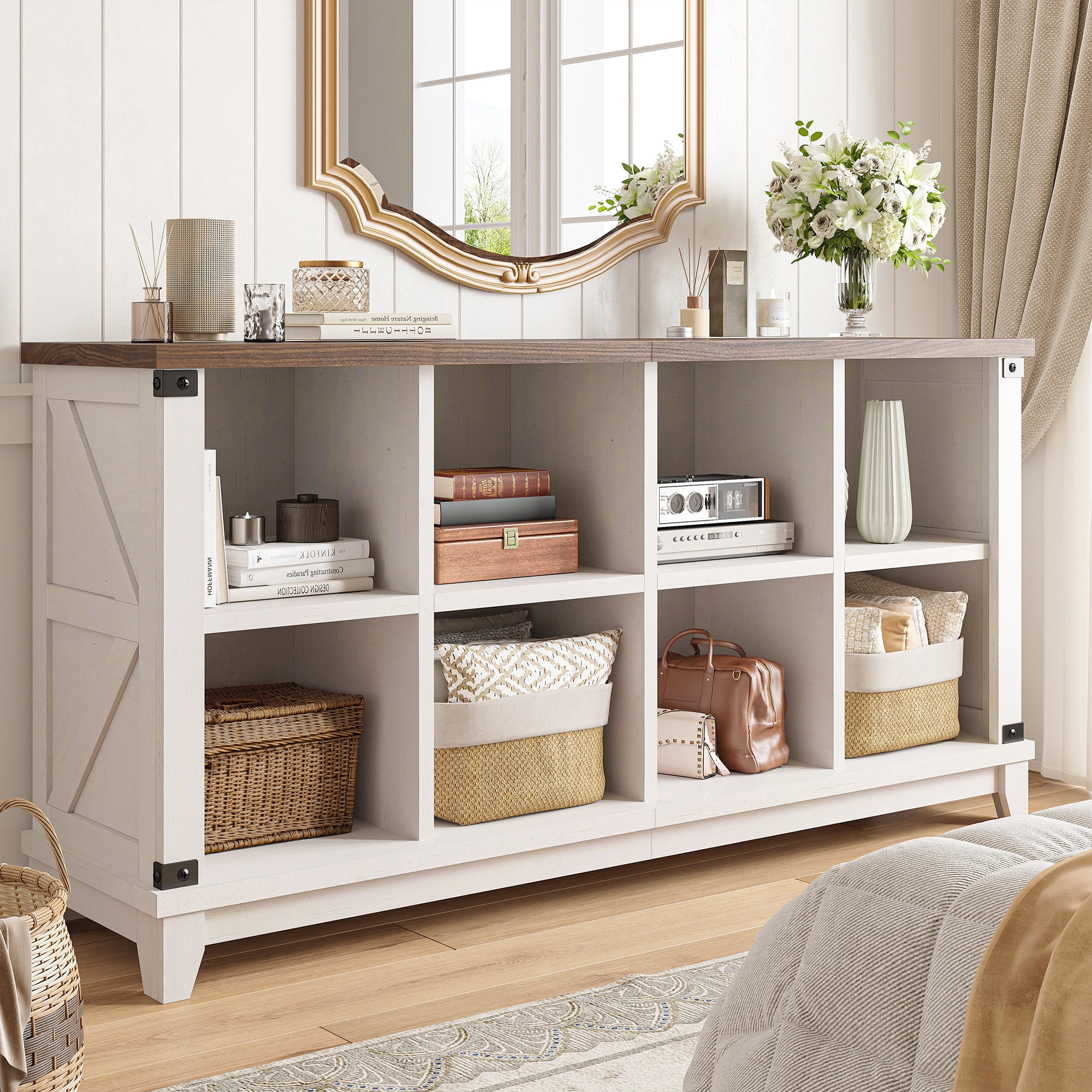 EnHomee 8 Cube Storage Organizer for Bedroom Cube Organizer White 49"W*27"H*11.8"D