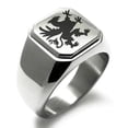 thumbnail image 2 of Tioneer Stainless Steel Grandiose Griffin Engraved Square Flat Male Top Biker Style Adult Polished Ring, 2 of 3