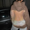 thumbnail image 5 of Crystal Mesh Back Hoodie Oversized Sweatshirts Long Sleeve Pullover Sweater, 5 of 12