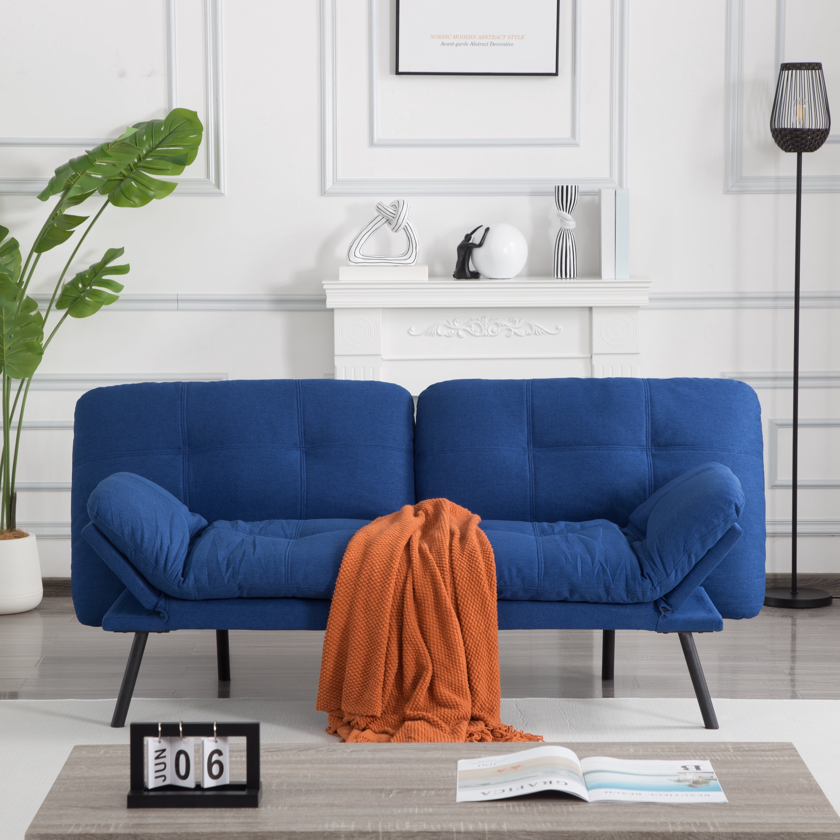 Gewnee 70.87"Convertible Sofa Bed,Modern Futon Sofa with Adjustable Backrest,Suitable for Living Room,Guest Room,Small Spaces.Blue