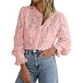 thumbnail image 3 of Womens Long Sleeve Lace Blouse Button Up Shirt Casual Fall Fashion Comfort Top, 3 of 9