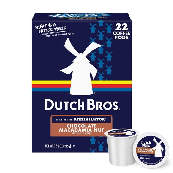 Dutch Bros Chocolate Macadamia Nut Flavored Coffee Inspired by Annihilator®, 22 Count, Medium Roast, Single Serve Coffee Pods for Keurig K-Cup Brewers