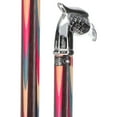 thumbnail image 3 of Patriotic Chrome Plated Eagle Head Cane - Inlaid Wenge Wood Shaft with Red, White, and Blue Accents 38 Inches, 3 of 10