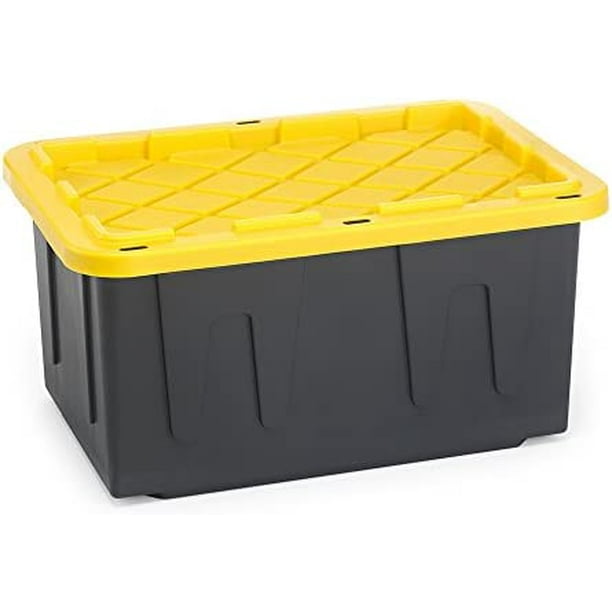 27 Gallon Durabilt Tough Storage Container, Black Base, Yellow Lid