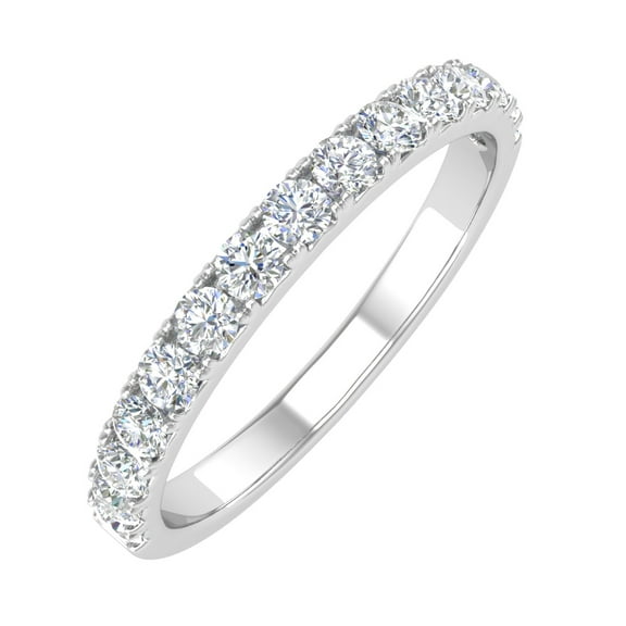 1/2 Carat Round Diamond Wedding Band Ring in 14K White Gold (Ring Size 5.5)
