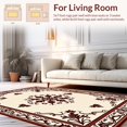 thumbnail image 2 of ODIKA 5'x7' Machine Washable Non-Slip Area Rug, Jacobean Floral Medallion with Scrollwork Borders High Traffic Rug with Pad, Beige, 438676, 2 of 8