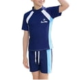 thumbnail image 5 of ATOGUTA Two Piece Swimsuit for Girl Rash Guard Swimwear Quick Dry Surfing Wetsuit for Kids Bathing Suit Size 3T-16, Navy, 5 of 6