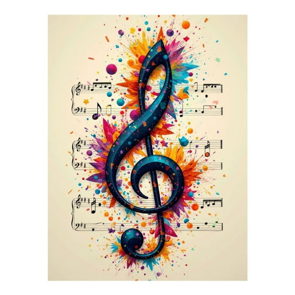 Diamond Art Kits for Adults - 5d Music Note Colorful Splash Art Diamond Painting for Adults, Diamond Art for Adults Beginners, Diamond Painting Kits for Adults for Home Wall Decor
