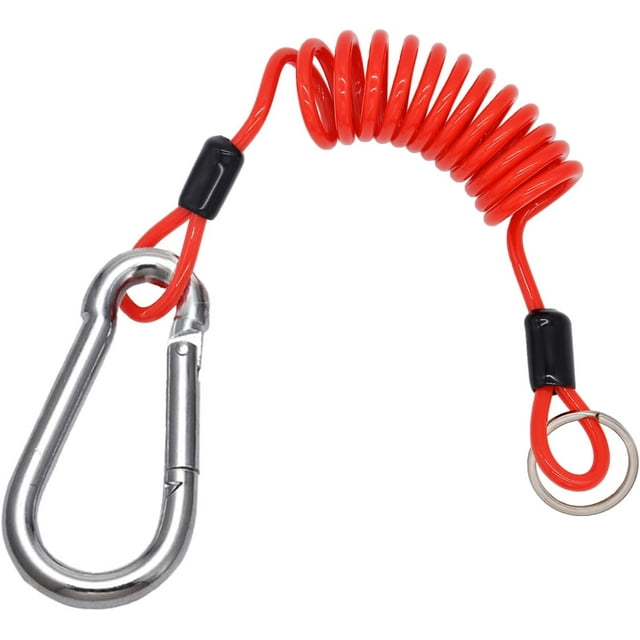 czcpp-6 ft Trailer Breakaway Cable, Trailer Brake Cable, Stainless Steel Spring Towing Coiled Wire for RV Towing Trailer, Coiled Brake Away Cable with Stainless Steel Carabiner for Breakaway Switch